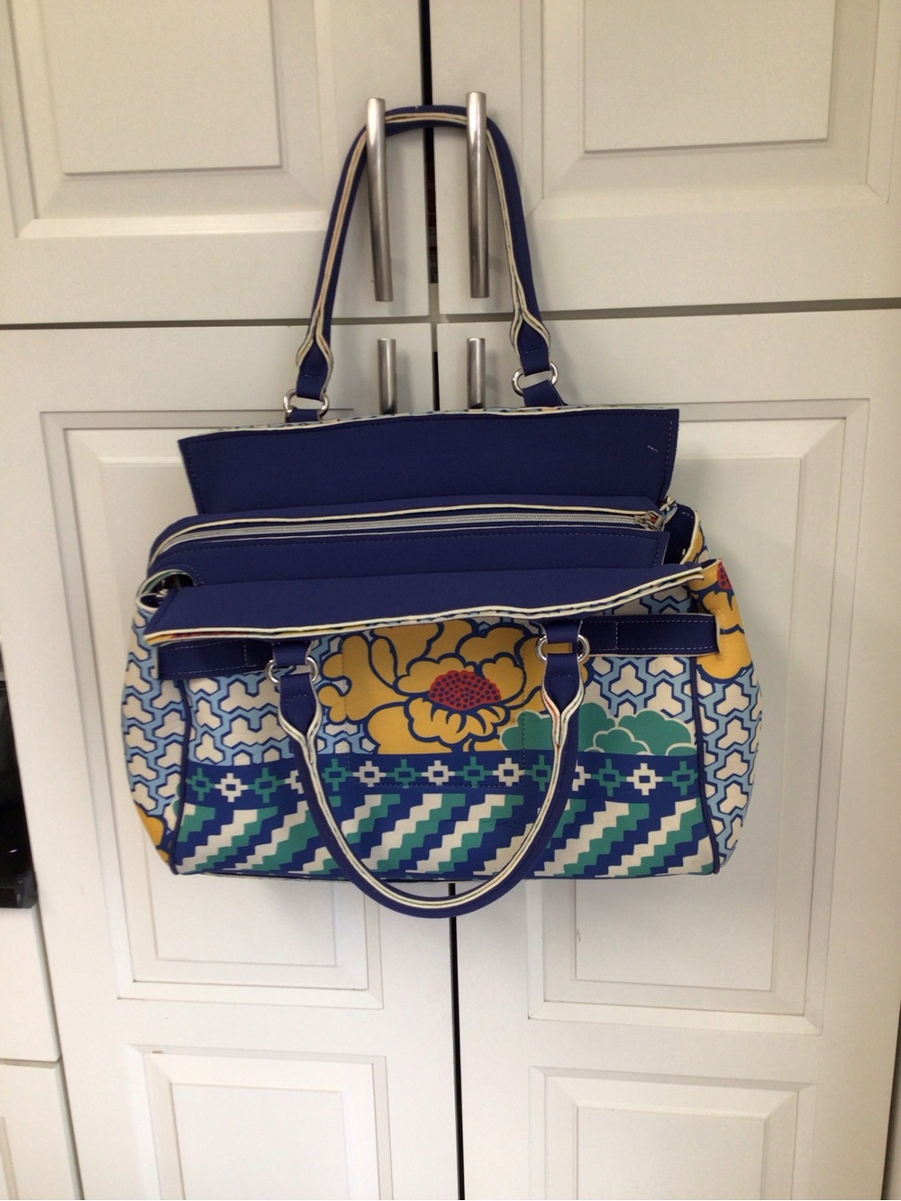 Rafe Blue Patterned Tote Bag with Tassel - Picture 12 of 14